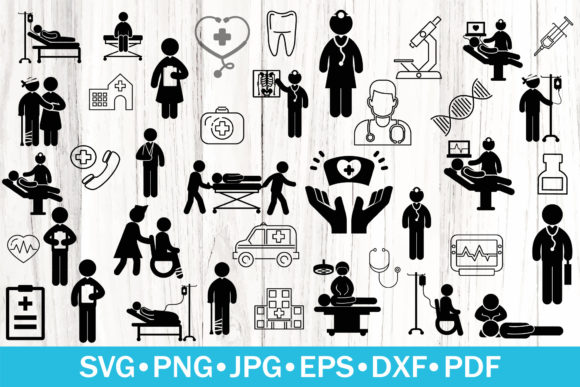 Nurse Silhouettes Bundle: Graphics for Crafts